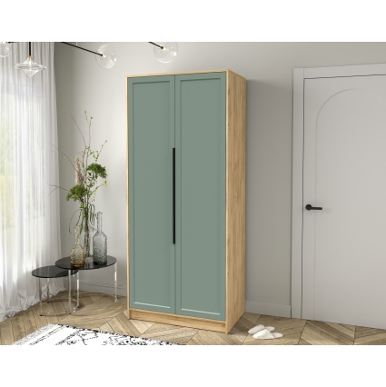 Шкаф распашной Тренд КТ-Ш2 (Дуб золотой ЛДСП/ Мята ЛМДФ) Ш918 В2128 Г547 Шкаф распашной Тренд КТ-Ш2 (Дуб золотой ЛДСП/ Мята ЛМДФ) Ш918 В2128 Г547